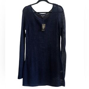 Express Dark Blue Loose Knit Tunic Sweater Size Large NEW
